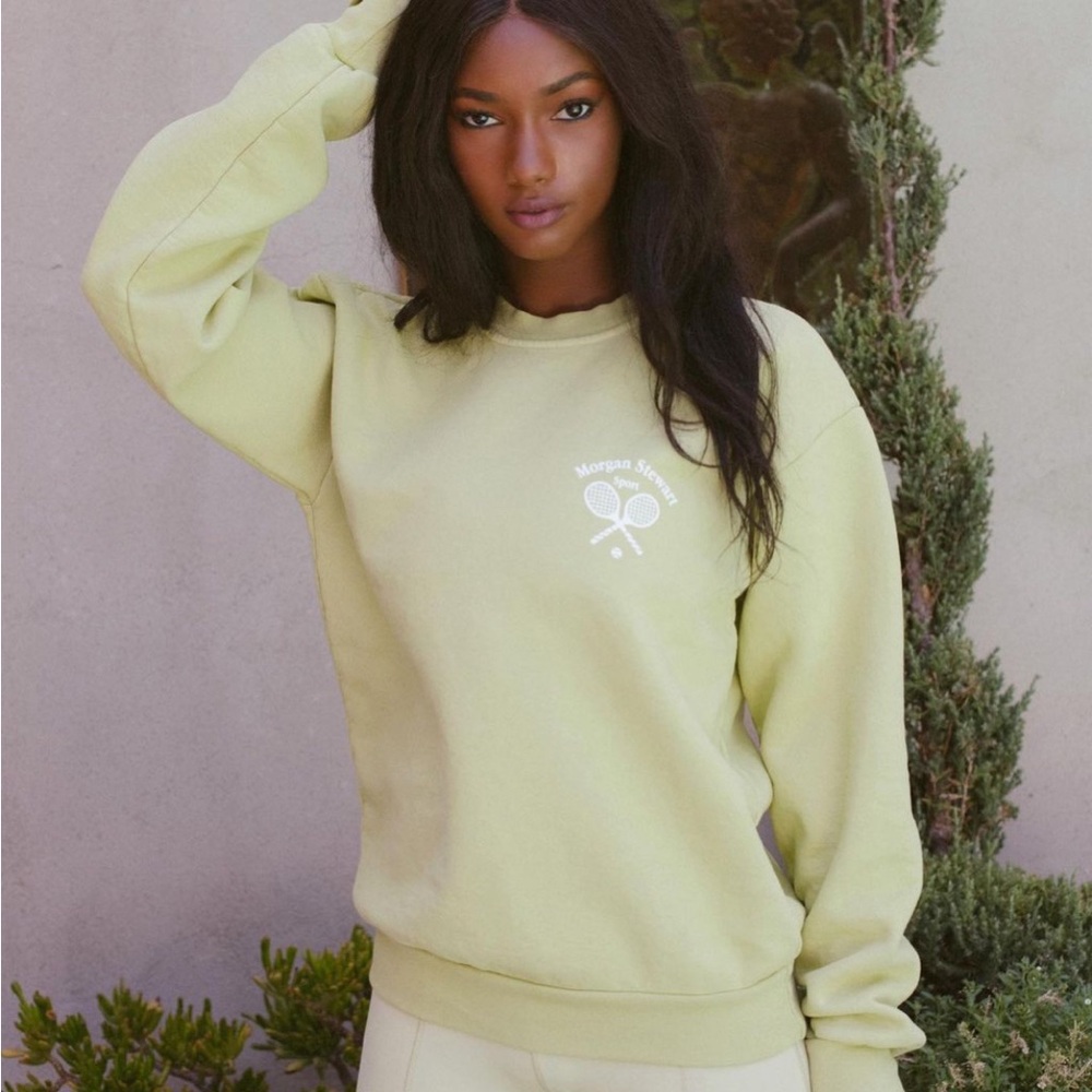 Morgan Stewart Sport Crew Neck Sweatshirt in Lemon Lime (yellow/green)